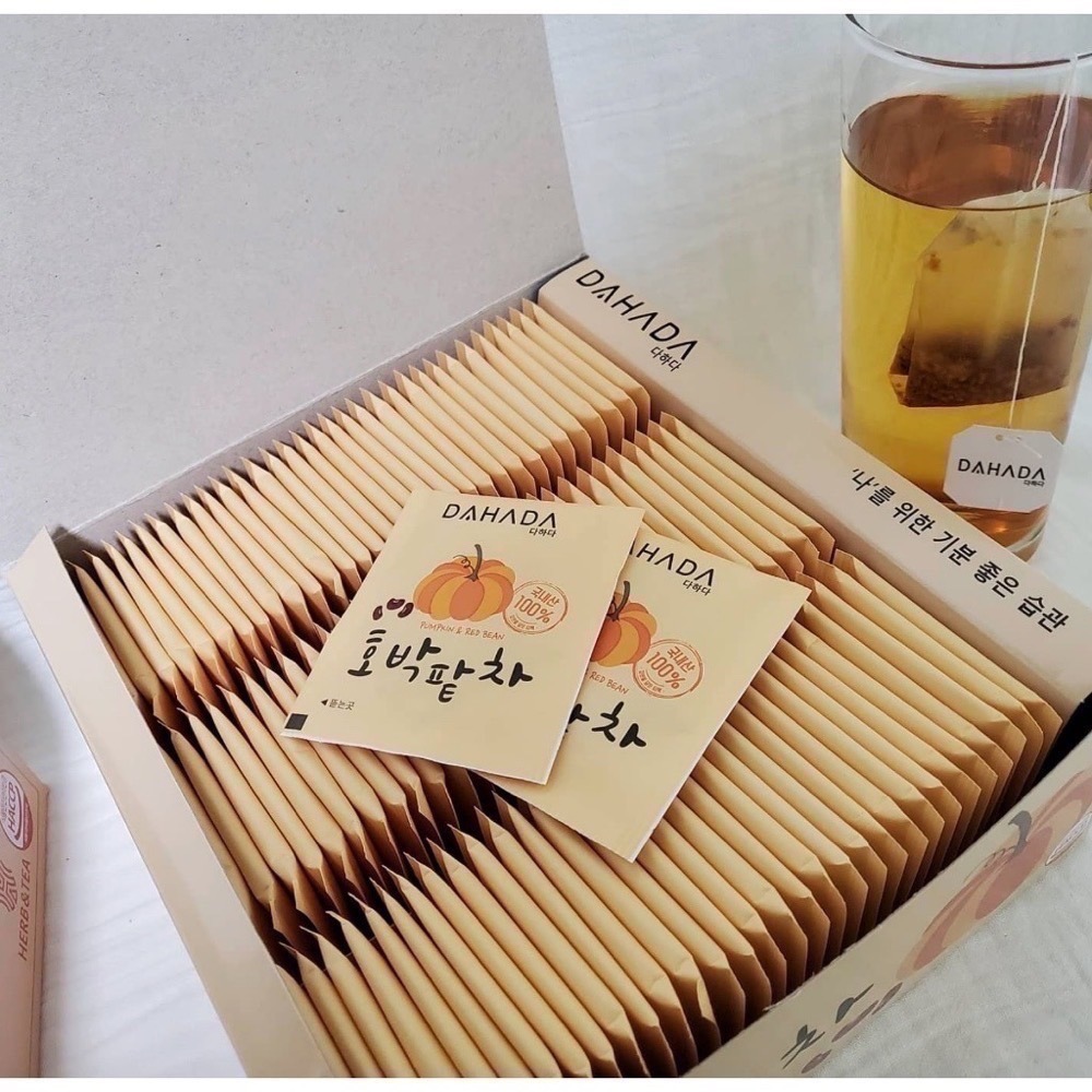【現貨】韓國DAHADA茶包(100包/盒)南瓜紅豆茶 可冷熱飲 沖泡 冷熱 獨立裝-細節圖4