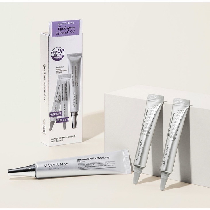 【預購】韓國MARY&MAY穀胱甘肽明亮細緻淡黑眼圈補濕眼霜組(30g+12g x2) 黑眼圈-細節圖2