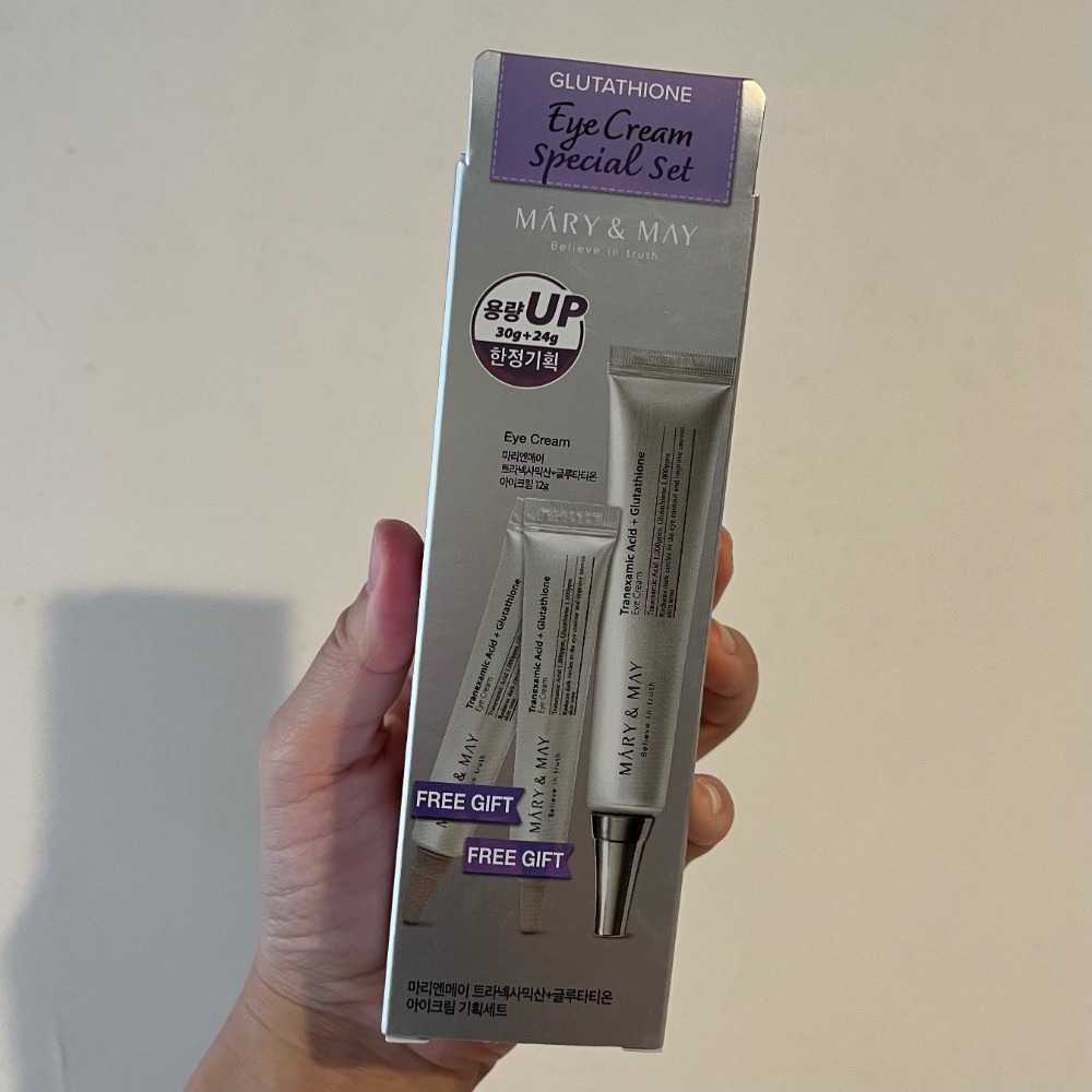 【預購】韓國MARY&MAY穀胱甘肽明亮細緻淡黑眼圈補濕眼霜組(30g+12g x2) 黑眼圈-細節圖6