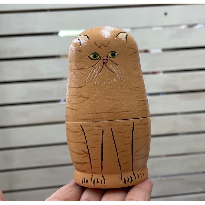 【貓現貨】日本代購Nein Marke手工木質俄羅斯娃娃 動物造型 狗派 猫派 超可愛 木製套娃 室內裝飾 雜貨 裝飾-細節圖5