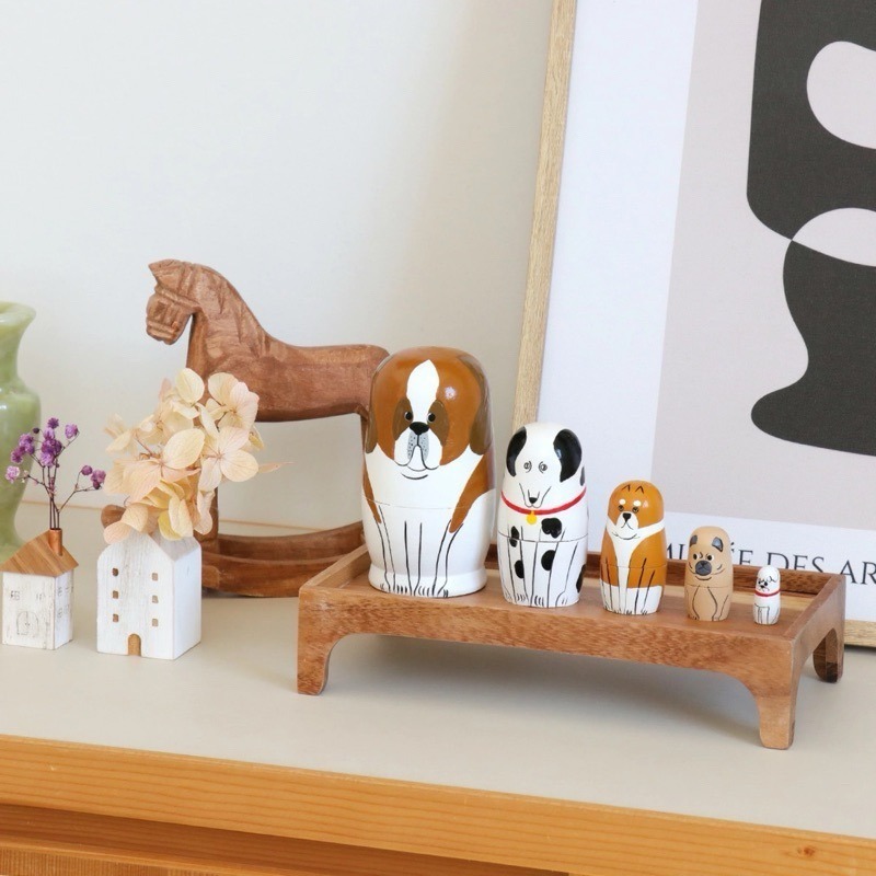 【貓現貨】日本代購Nein Marke手工木質俄羅斯娃娃 動物造型 狗派 猫派 超可愛 木製套娃 室內裝飾 雜貨 裝飾-細節圖6