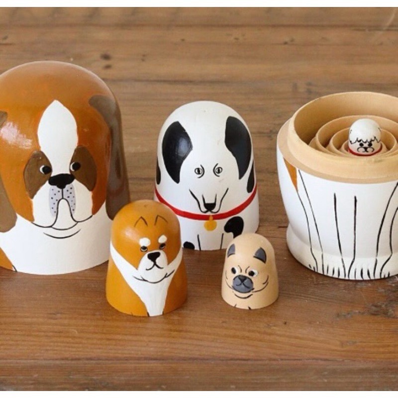 【貓現貨】日本代購Nein Marke手工木質俄羅斯娃娃 動物造型 狗派 猫派 超可愛 木製套娃 室內裝飾 雜貨 裝飾-細節圖7