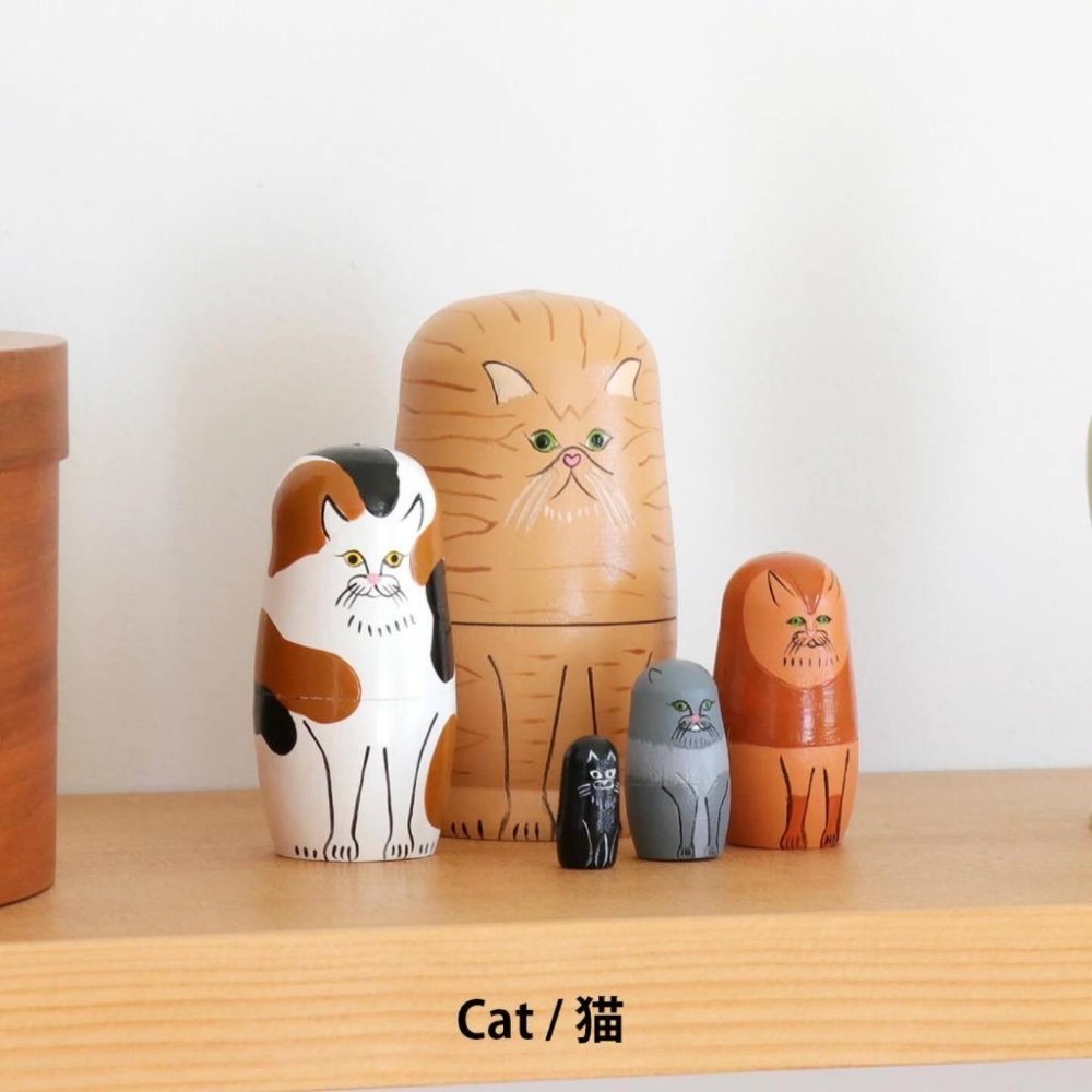 【貓現貨】日本代購Nein Marke手工木質俄羅斯娃娃 動物造型 狗派 猫派 超可愛 木製套娃 室內裝飾 雜貨 裝飾-規格圖9