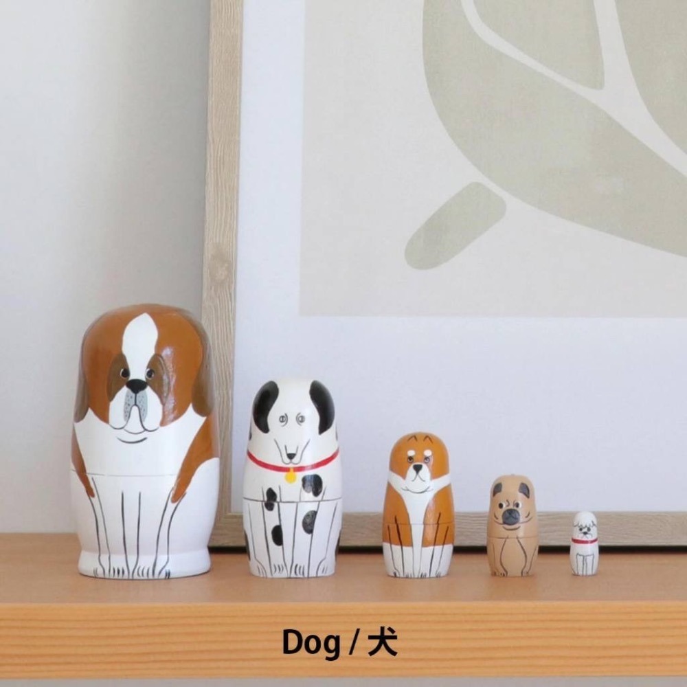 【貓現貨】日本代購Nein Marke手工木質俄羅斯娃娃 動物造型 狗派 猫派 超可愛 木製套娃 室內裝飾 雜貨 裝飾-規格圖9