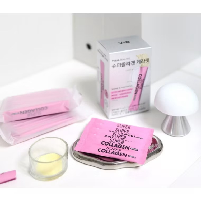 【預購】韓國 VITALBEAUTIE超級小分子膠原蛋白粉30條/盒 紅絲絨蛋糕口味 不含麩質-細節圖2