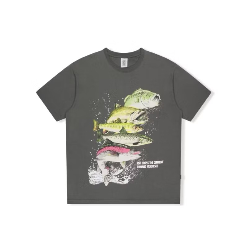 【現貨/全新未使用】韓國yeseyesee 短袖T恤 T-shirt 深灰色 L尺碼 韓國潮牌 棉100% 寬鬆版型-細節圖4