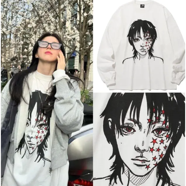 【現貨/全新未拆】韓韶禧同款 韓國潮牌 寬版長袖T恤 白色S號 NGC T-shirt 棉100% niceghost-細節圖2