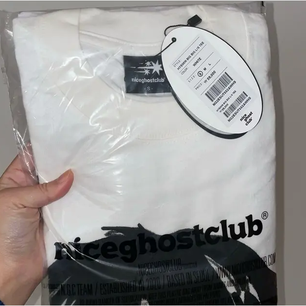 【現貨/全新未拆】韓韶禧同款 韓國潮牌 寬版長袖T恤 白色S號 NGC T-shirt 棉100% niceghost-細節圖4