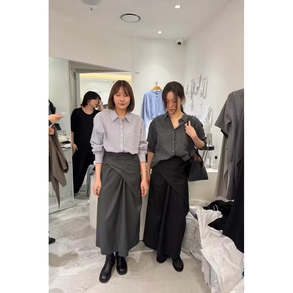 【現貨/全新未使用】正品 2025年秋季 韓國東大門Taste檔口 設計款 綁帶氣質高腰束腰顯瘦長裙半身裙 黑色 均碼-細節圖7