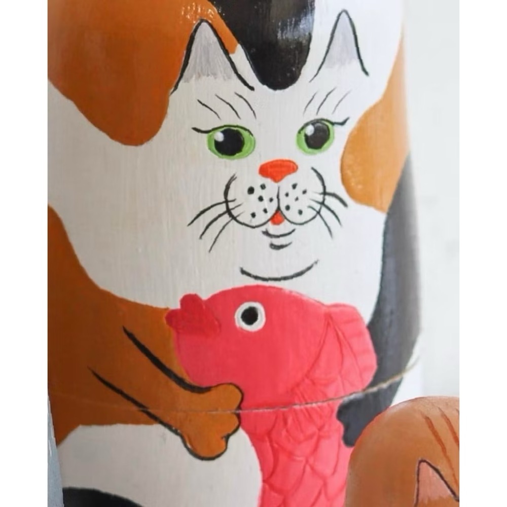 【預購】日本代購 手工木質貓咪新年俄羅斯娃娃 動物造型 猫派 木製套娃 室內裝飾-細節圖5