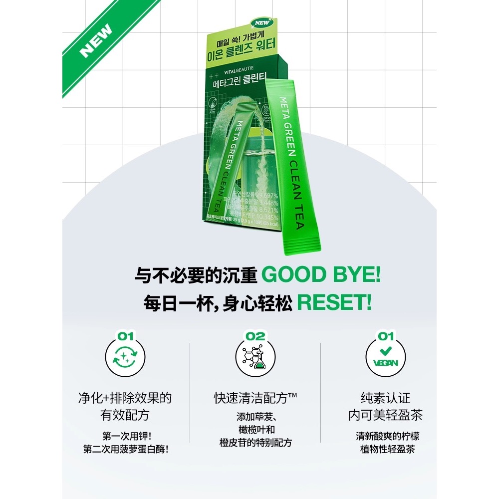 【預購】VITALBEAUTIE 穀物發酵兒茶素酵素 純素循環淨化除水腫輕盈沖泡茶-細節圖5
