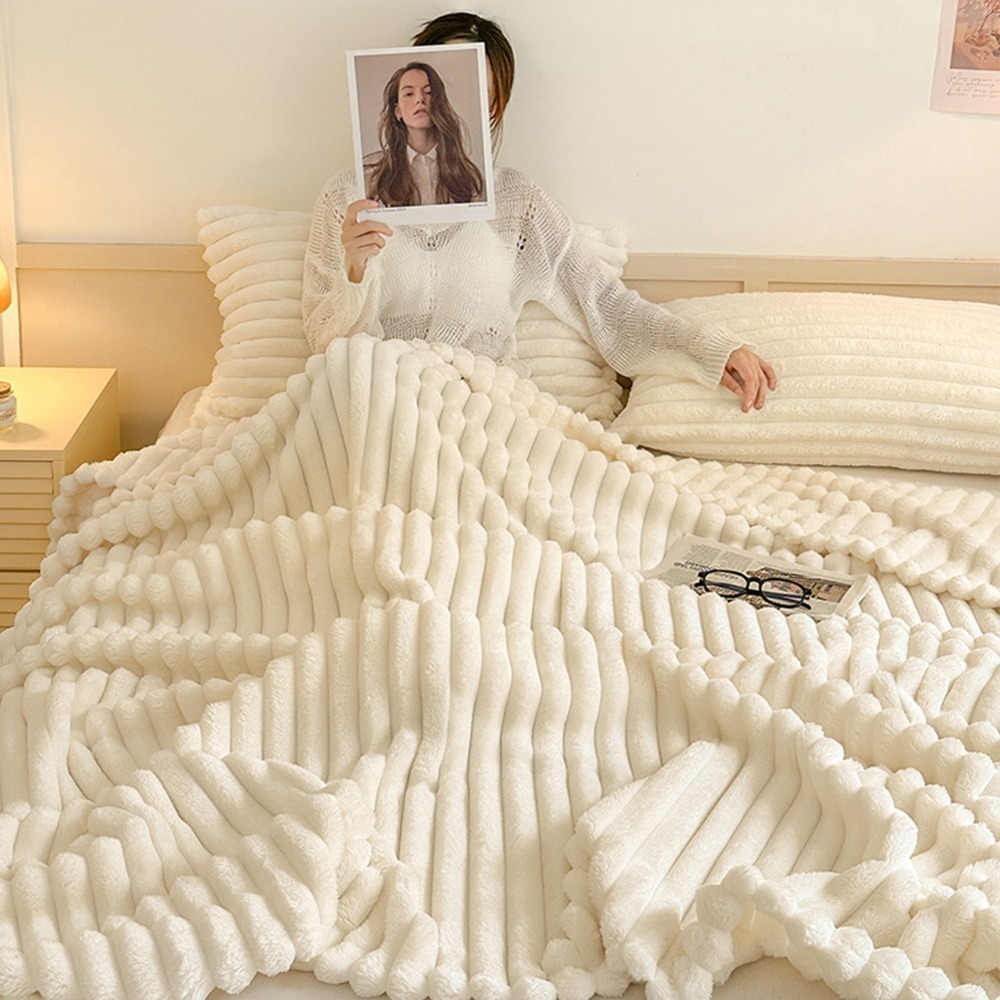 【限時購】抗靜電雙面兔絨毛毯被150x200cm 9色任選 午睡蓋毯 雙人被 毛毯 空調毯 法蘭絨-細節圖2