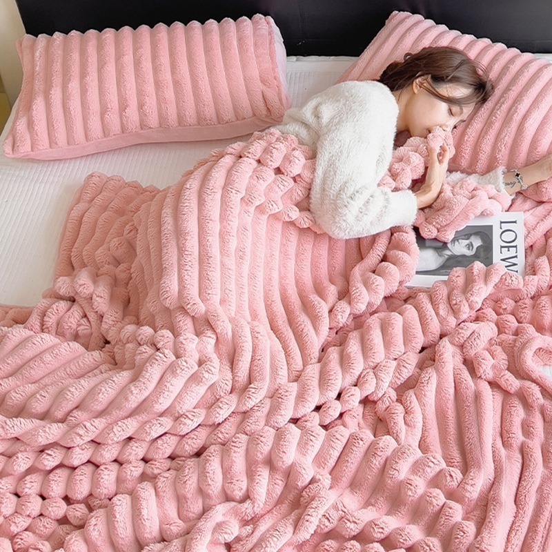 抗靜電雙面兔絨毛毯被150x200cm 9色任選 午睡蓋毯 雙人被 毛毯 空調毯 法蘭絨 沙發毯 棉被 珊瑚絨-規格圖7