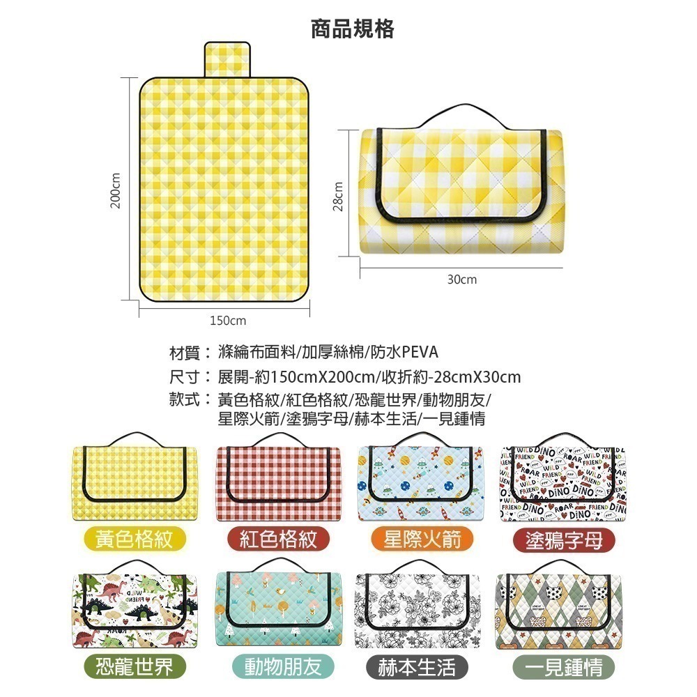 三層超厚防水野餐墊 野餐墊 野餐地墊 露營墊 戶外地墊 沙灘墊 防水不黏草 可機洗 加厚防水墊 露營 戶外-細節圖6