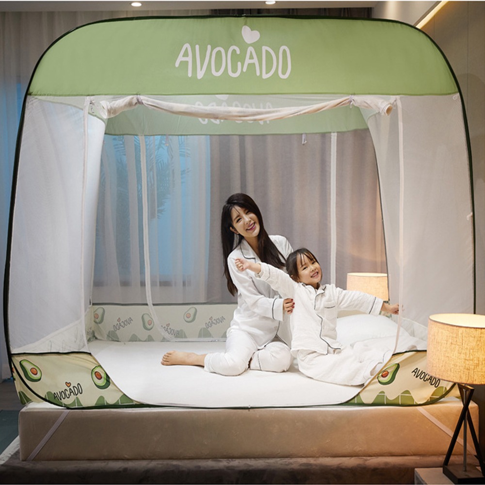 可愛風新蒙古包三開門拉鍊蚊帳-回底透氣款 (單人/雙人/雙人加大) 蚊帳 防蚊 蚊帳門簾-規格圖5