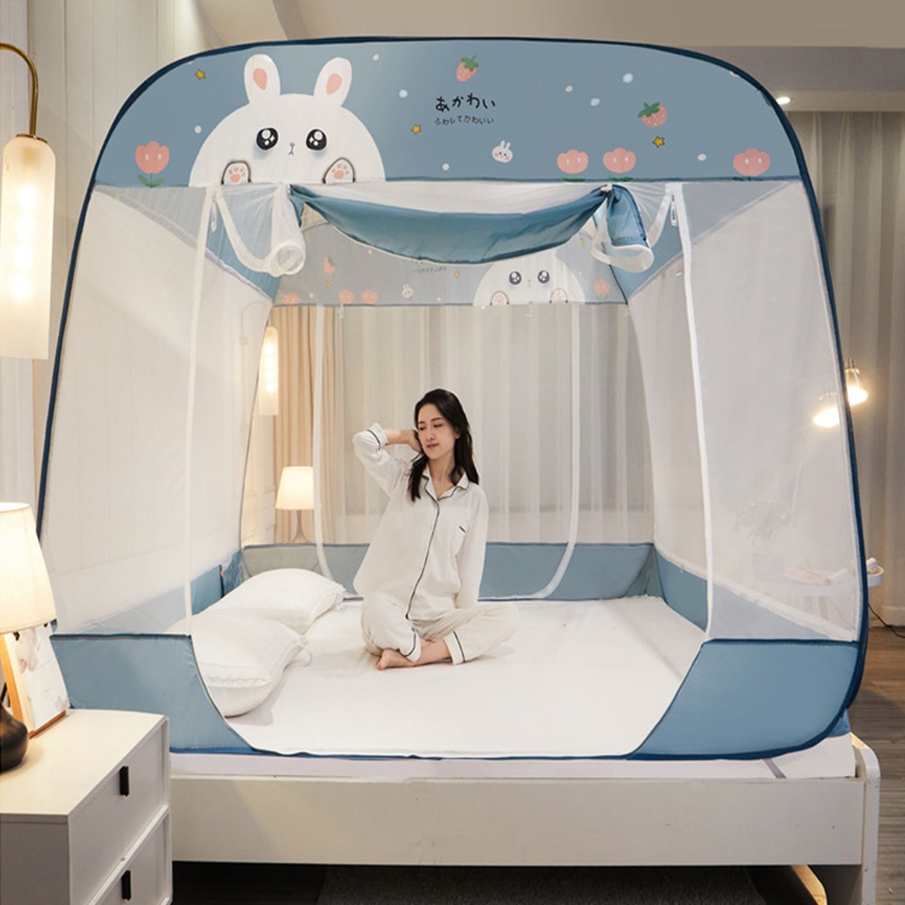 可愛風新蒙古包三開門拉鍊蚊帳-回底透氣款 (單人/雙人/雙人加大) 蚊帳 防蚊 蚊帳門簾-規格圖5