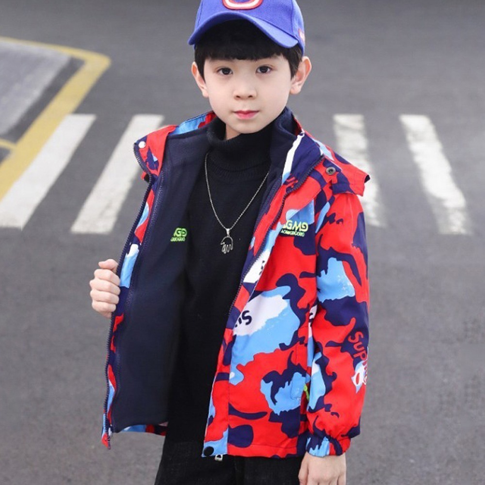 兒童防風加絨衝鋒外套 兩件式可拆卸外套 連帽外套 保暖外套 兒童外套 戶外防風外套-規格圖9