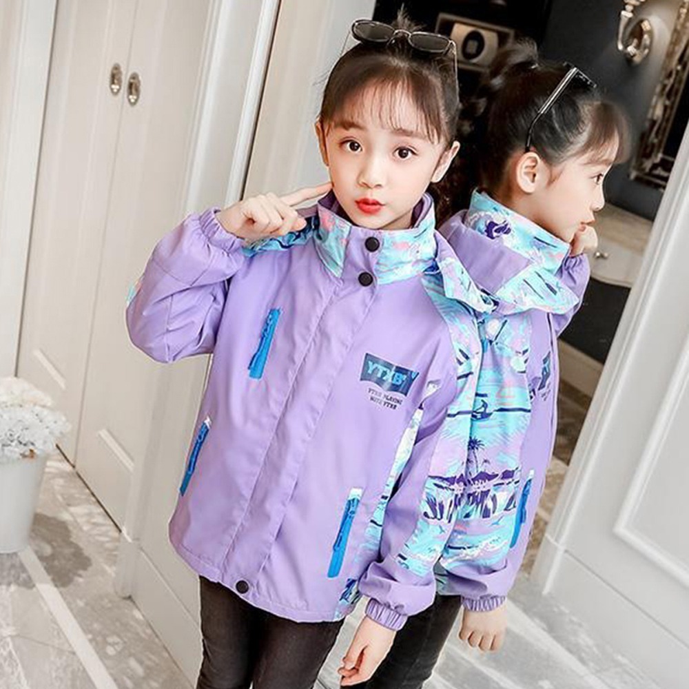 兒童防風加絨衝鋒外套 兩件式可拆卸外套 連帽外套 保暖外套 兒童外套 戶外防風外套-規格圖9