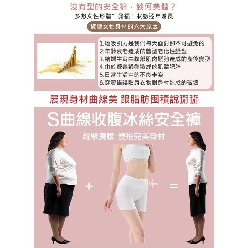 【限時購】冰絲涼感無痕收腹安全褲 高腰平口褲 冰絲內褲 塑身褲 提臀褲 收腹褲 安全褲-細節圖2