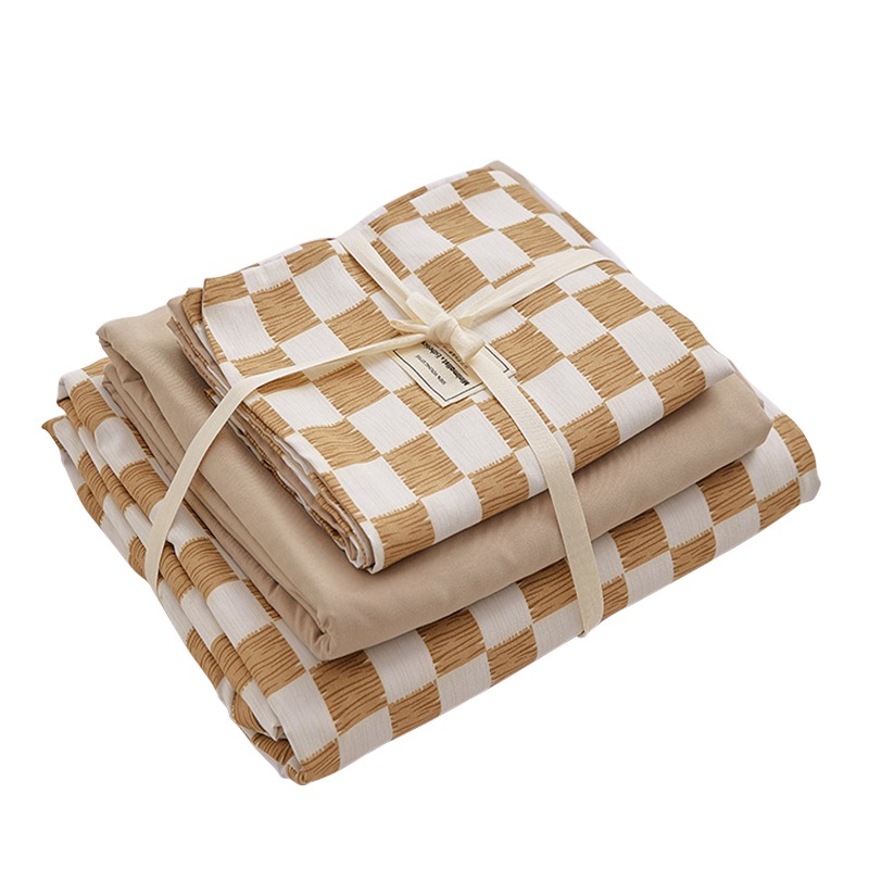 柔軟洛卡棉棋盤格紋床包組 單人 雙人 加大 床包 枕套 被套-規格圖9