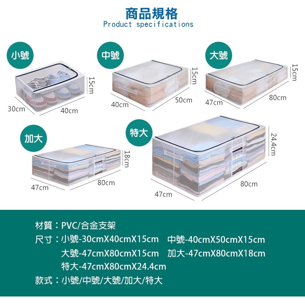 透明防水床底收納箱 床箱 收納網袋 床下收納 沙發下收納 衣物收納 玩具收納 棉被收納 鞋子收納-細節圖6