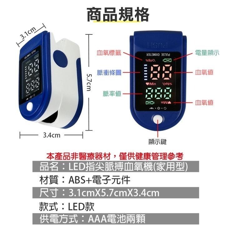 LED指夾式居家運動血氧測量儀 血氧測量儀 一鍵測量 5秒速測 指尖脈搏血氧機 血氧機 血氧 非醫療用-細節圖9