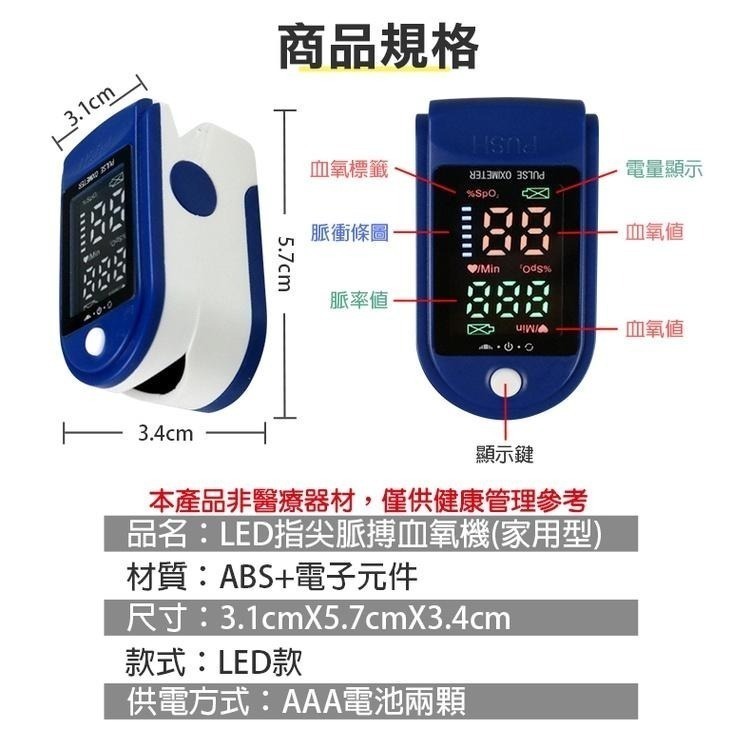 LED指夾式居家運動血氧測量儀 血氧測量儀 一鍵測量 5秒速測 指尖脈搏血氧機 血氧機 血氧 非醫療用-細節圖9