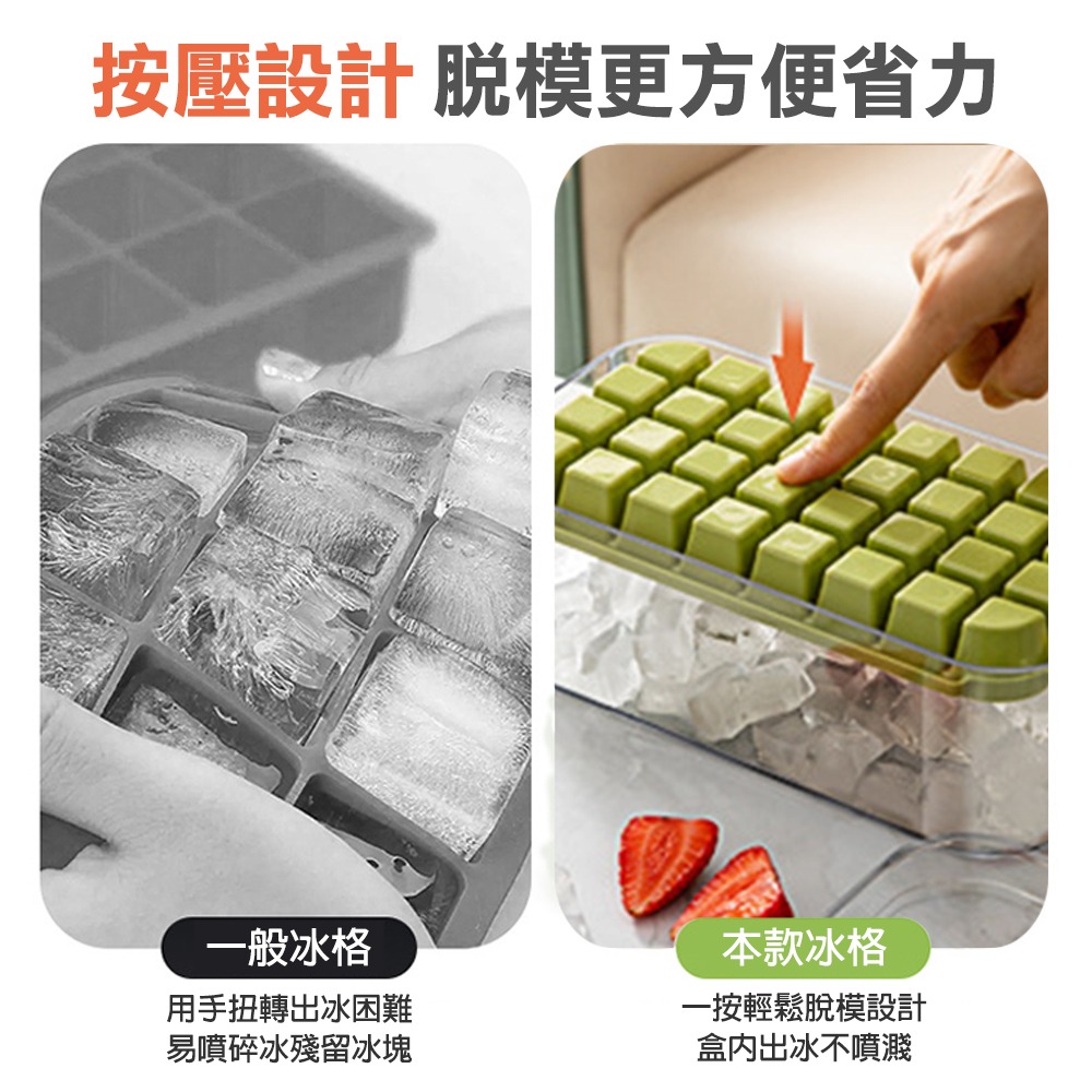 【限時購】64格製冰盒 雙層快速按壓脫模製冰盒 多格按壓式冰塊製冰盒 一鍵脫冰 冰塊盒 冰飲神器-細節圖3