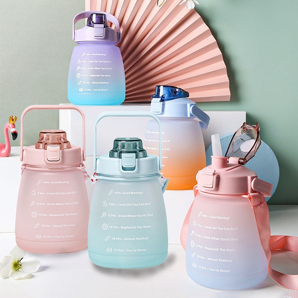 【限時購】手提運動水壺 彈蓋漸層水壺 大容量水壺 多款任選 (水壺 登山水壺 運動水瓶 健身水壺 漸層水壺)-細節圖6