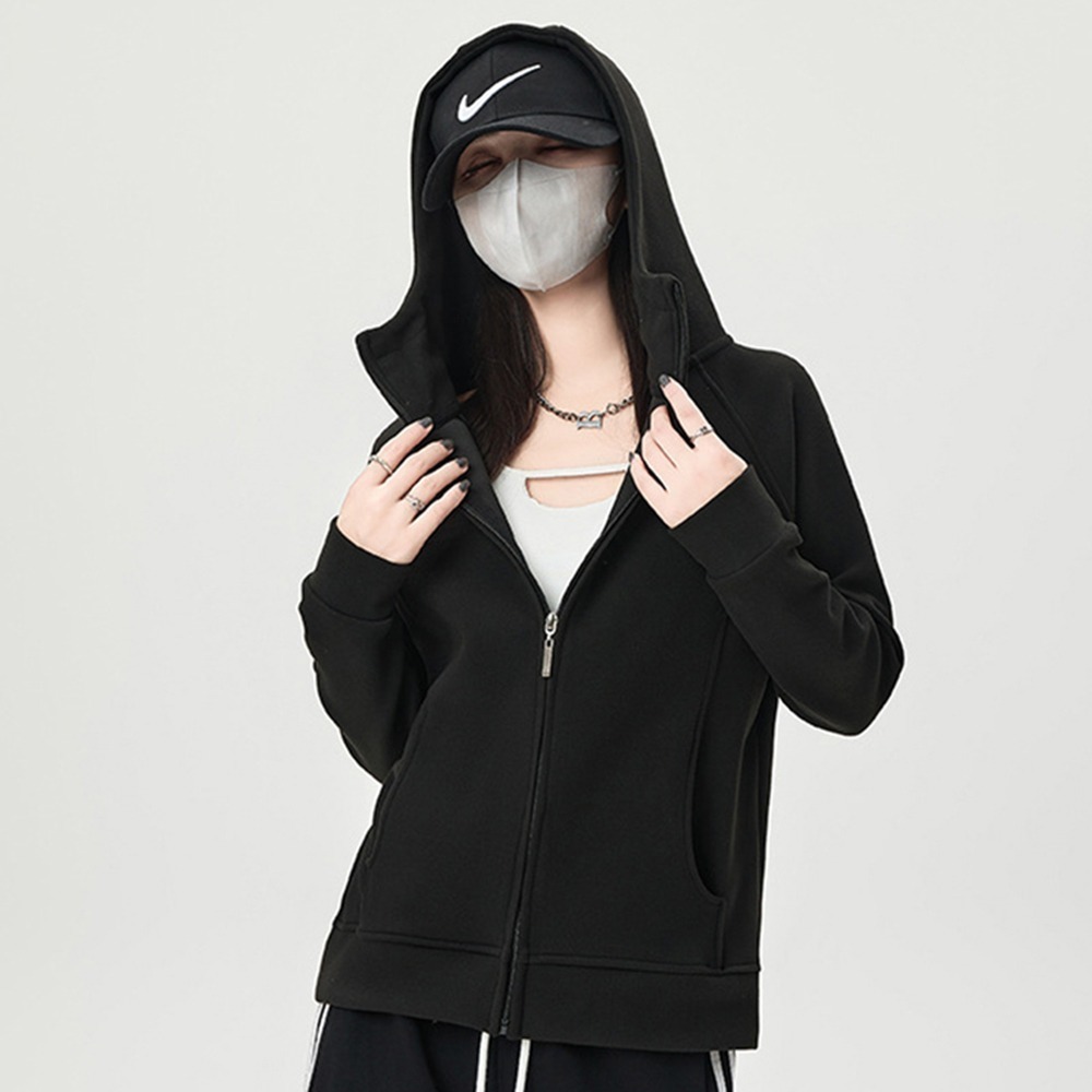 韓系休閒連帽外套 4色(L-2XL) 運動外套 休閒外套 加厚拉鏈外套 衛衣外套 空氣層外套-規格圖6