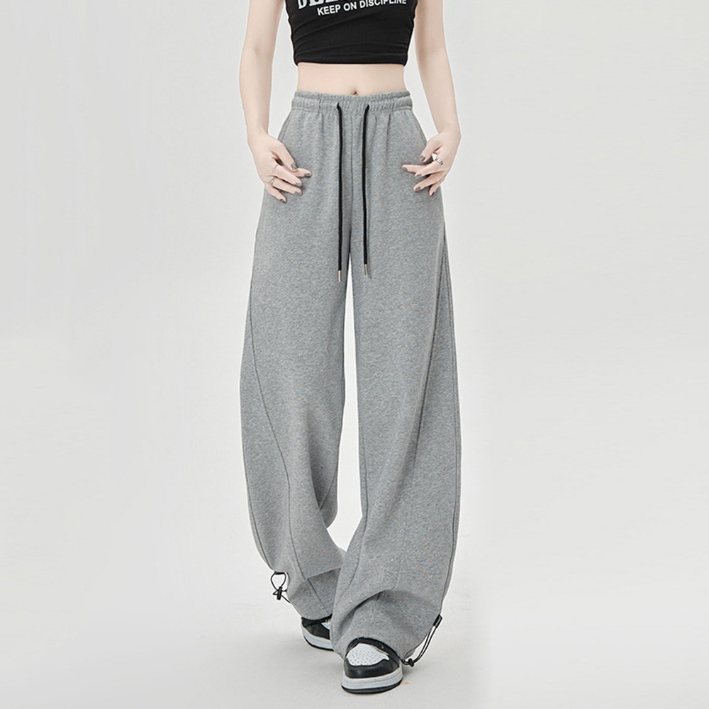 復古寬鬆休閒束帶香蕉褲 6色(S-XL) 束口寬鬆褲 美式運動褲 彎刀褲 抽繩 棉褲 衛褲-規格圖6