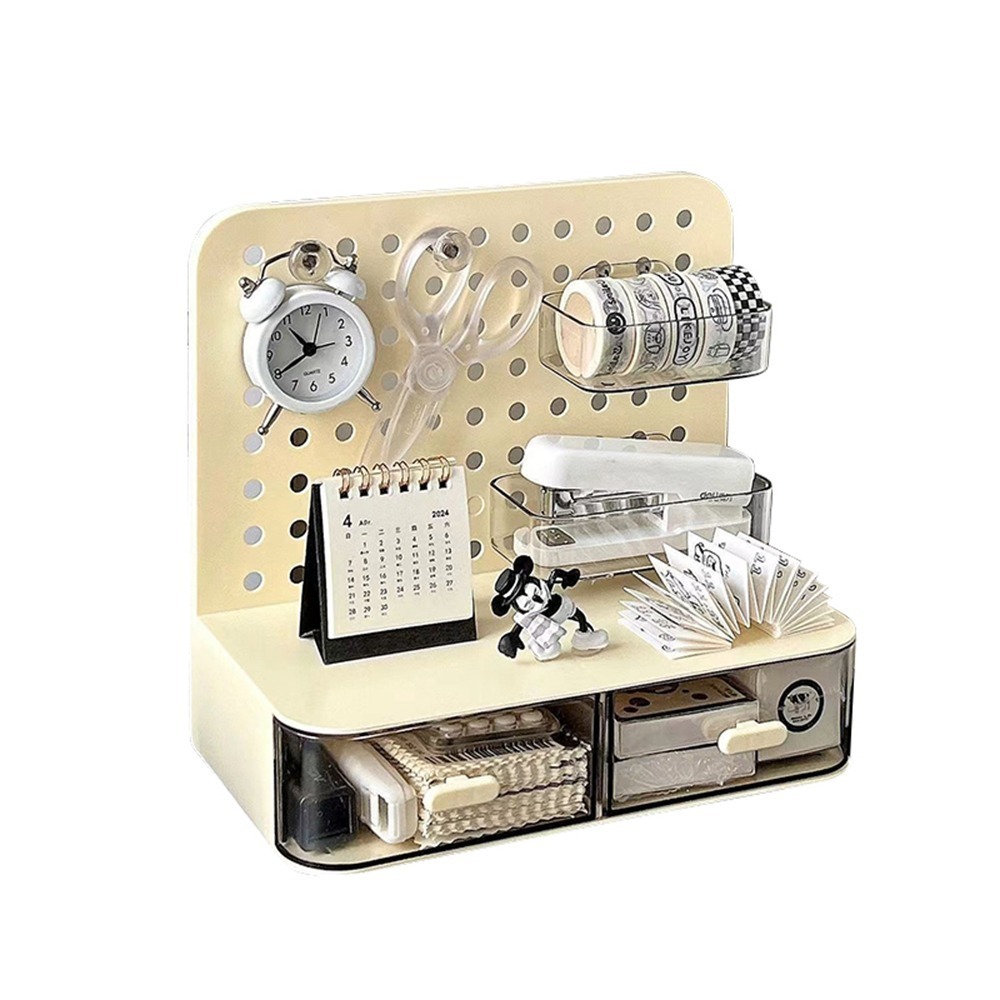 洞洞板收納盒 桌上洞洞板 桌面收納 文具收納 公仔 展示盒 共2款2色-規格圖7