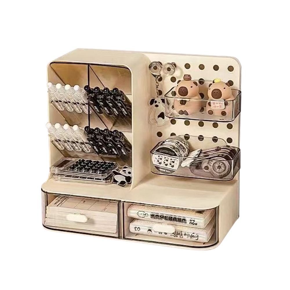 洞洞板收納盒 桌上洞洞板 桌面收納 文具收納 公仔 展示盒 共2款2色-規格圖7