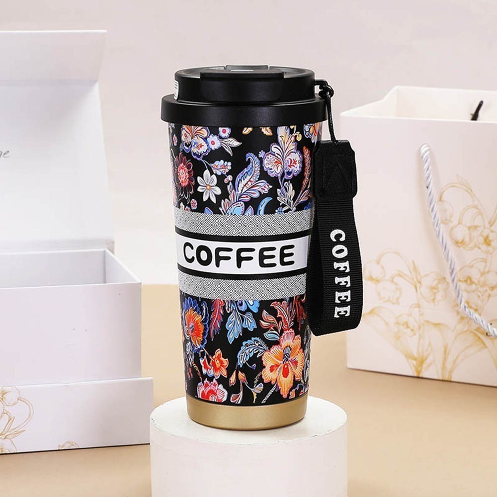 316不鏽鋼雙飲晶瓷咖啡杯500ml (帶茶倉) 鈴蘭咖啡杯 帶提繩水杯 保溫杯 隨行杯-規格圖6