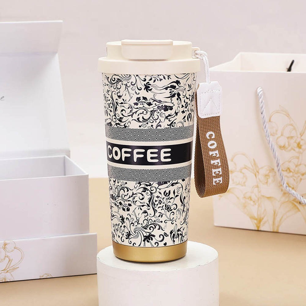 316不鏽鋼雙飲晶瓷咖啡杯500ml 帶茶倉 霸王茶姬同款 鈴蘭咖啡杯 帶提繩水杯 保溫杯 隨行杯-規格圖6