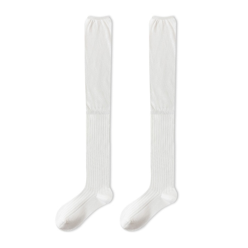 過膝長筒堆堆襪 拼接長筒襪 共5色 薄款過膝襪 拼接襪 素色襪 撞色長筒襪 長靴襪 棉襪-規格圖6