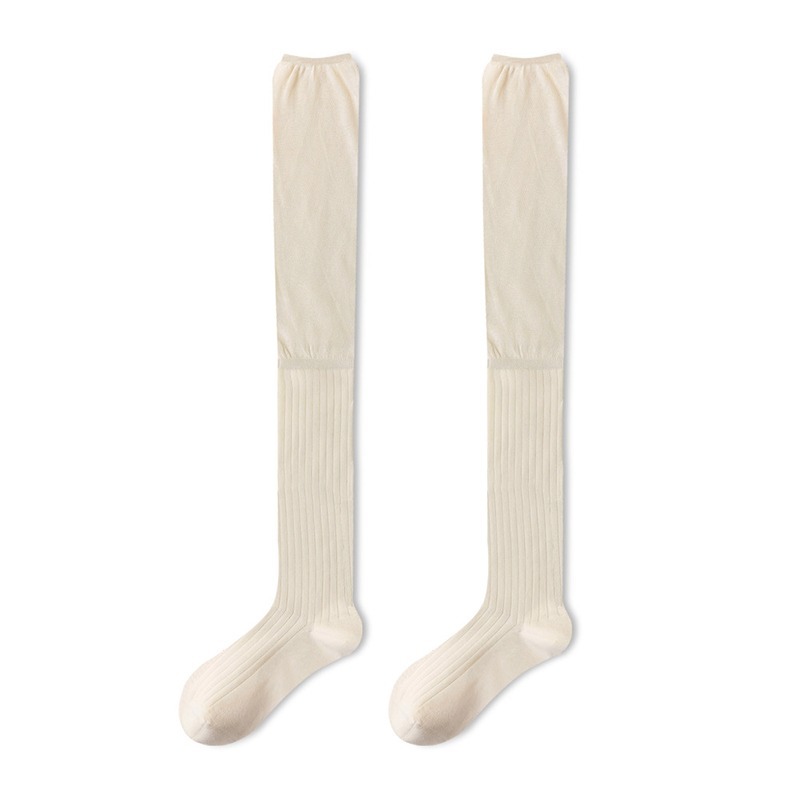 過膝長筒堆堆襪 拼接長筒襪 共5色 薄款過膝襪 拼接襪 素色襪 撞色長筒襪 長靴襪 棉襪-規格圖6