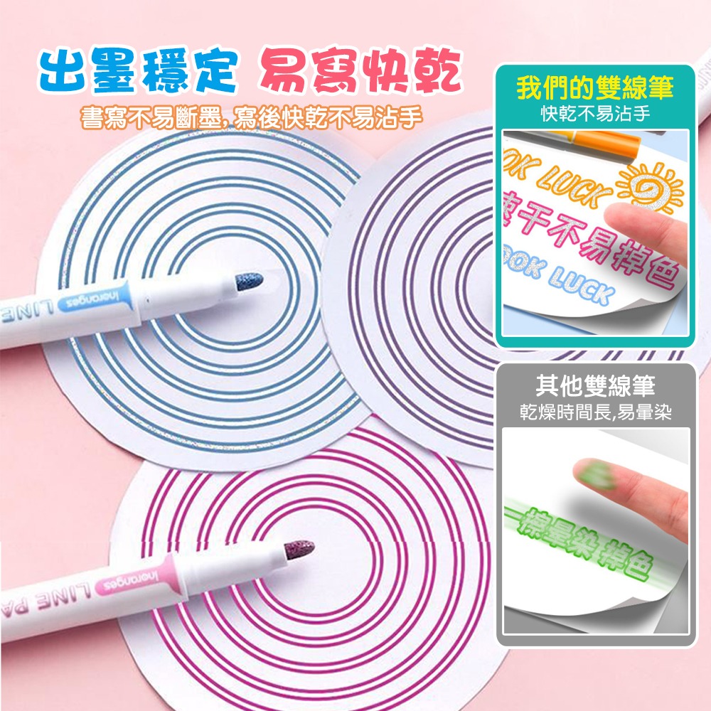 多彩果凍雙線輪廓筆 手帳筆 美術筆 塗鴉輪廓筆 標記筆 雙色筆 海報筆 螢光筆 重點筆 手賬筆 細波浪熒光筆-細節圖5