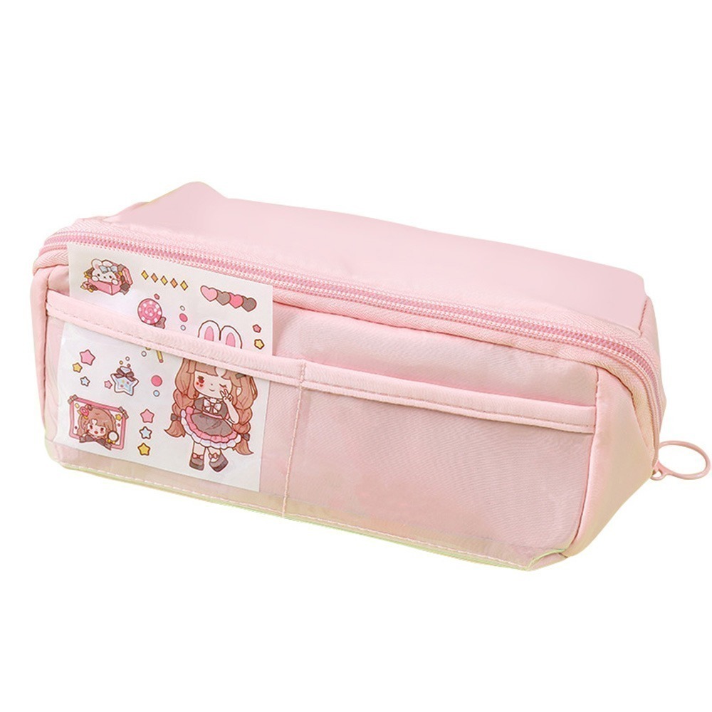 大容量透明雙層文具筆袋 2款4色 筆袋 文具袋 鉛筆盒 透明筆袋 透明鉛筆盒-規格圖6