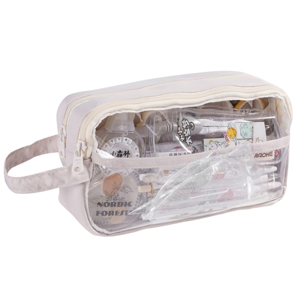 大容量透明雙層文具筆袋 2款4色 筆袋 文具袋 鉛筆盒 透明筆袋 透明鉛筆盒-規格圖6