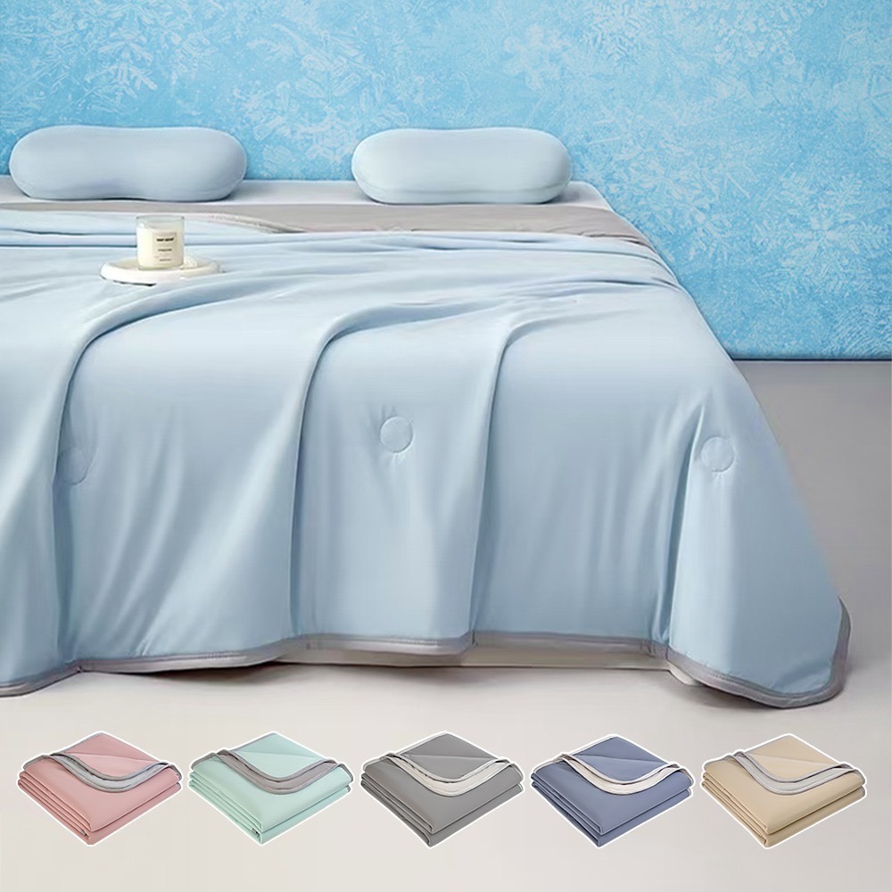 【7-ELEVEN門市團購】冰絲雙面素色涼感空調被150x200cm 2入組 共6色 夏被 涼被 雪糕涼被 四季被-細節圖2