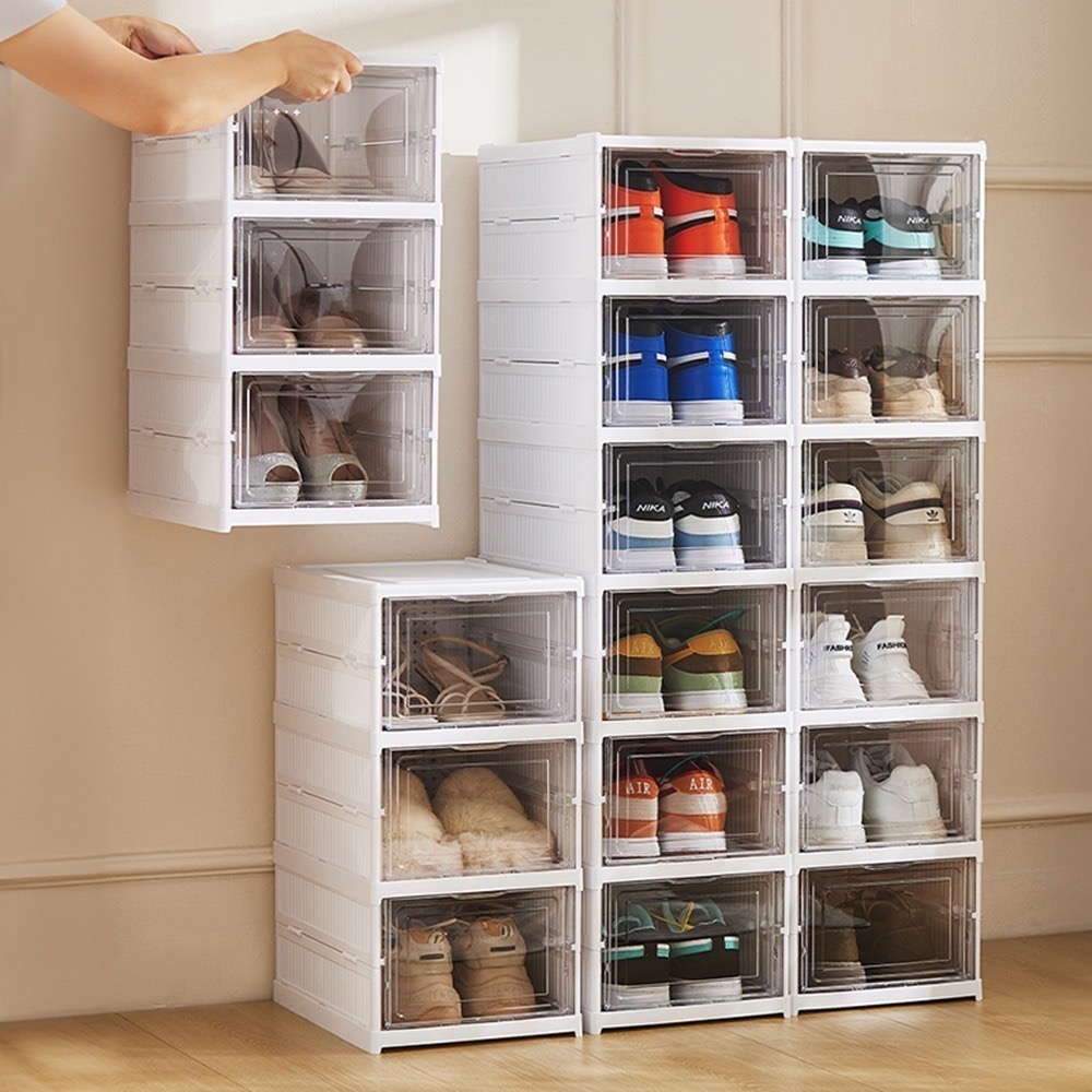 【7-ELEVEN門市團購】免安裝一體式收摺疊收納鞋盒1組3層-細節圖3