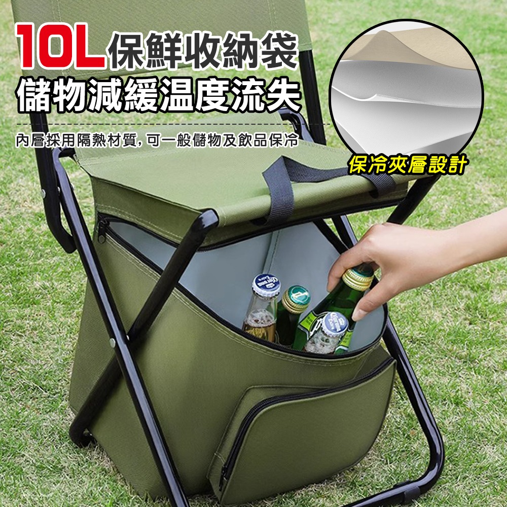 三合一置物保鮮戶外便攜摺疊椅 共3色 童軍椅 露營椅 折疊椅-細節圖4