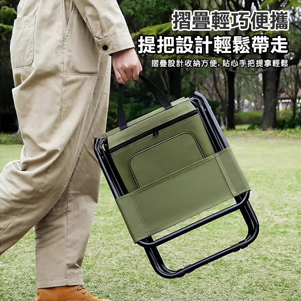 【限時購】三合一置物保鮮戶外便攜摺疊椅 共3色 童軍椅 露營椅 折疊椅-細節圖6