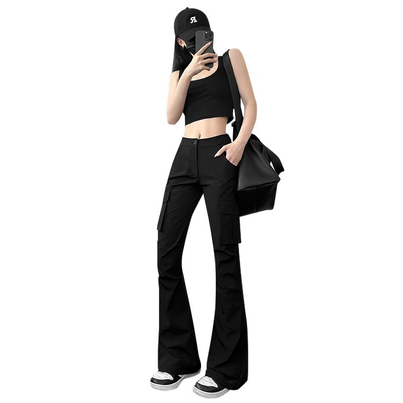 時尚復古微喇叭工裝褲(輕薄軟款/春秋款)二款M-XL任選 工作褲 口袋褲 長褲 西裝褲 女褲 薄款 透氣 冰絲-規格圖11