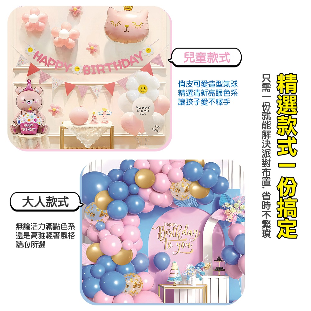 生日派對氣球組 派對佈置 乳膠氣球套裝 生日氣球 慶生 派對 汽球 周歲 9款任選-細節圖4