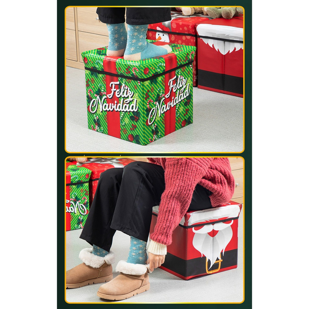 【7-ELEVEN門市團購】多用途摺疊收納椅-聖誕老人款 2入組 收納凳 收納箱 交換禮物-細節圖5
