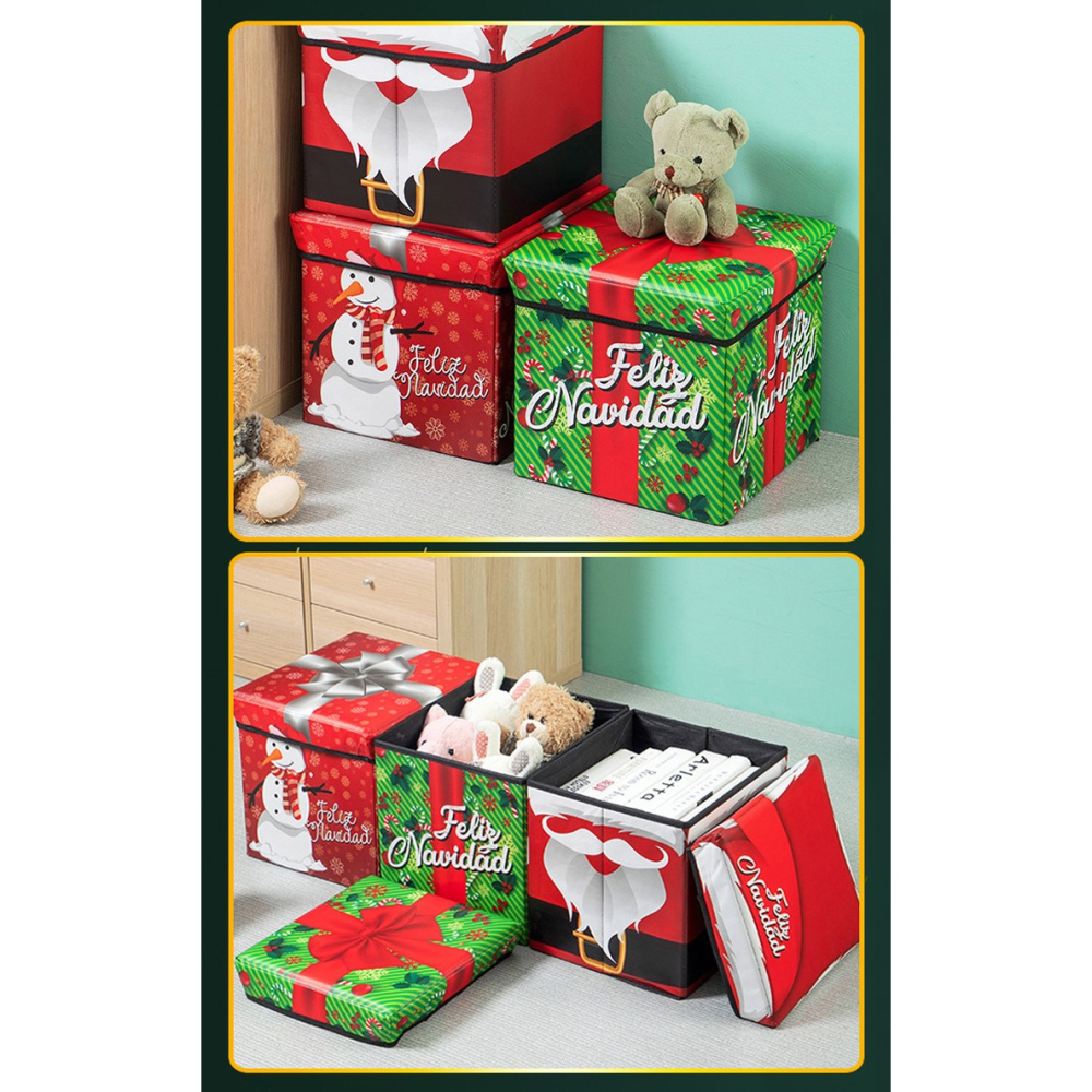 【7-ELEVEN門市團購】多用途摺疊收納椅-聖誕老人款 2入組 收納凳 收納箱 交換禮物-細節圖6