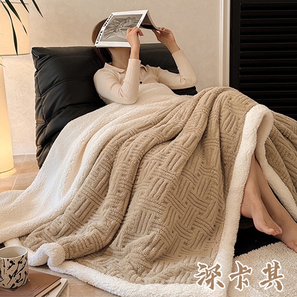 加絨加厚雙面絨毛毯150x200cm 羊羔絨保暖毯 冬季午睡毯 保暖毯-規格圖6