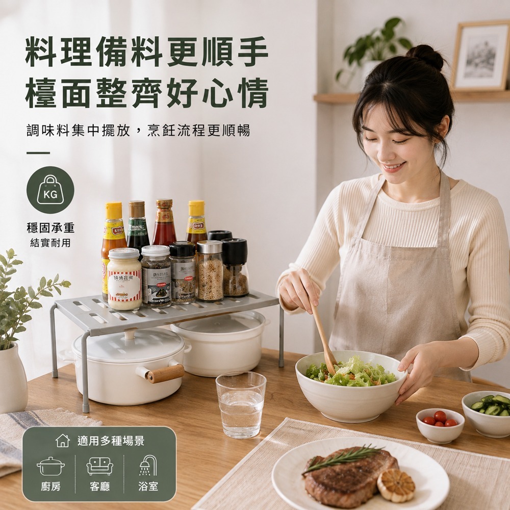 可伸縮置物架 廚房置物架 廚房收納架 伸縮置物架 下水槽置物架 伸縮架 分層置物架 收納架 收納 空間收納-細節圖2